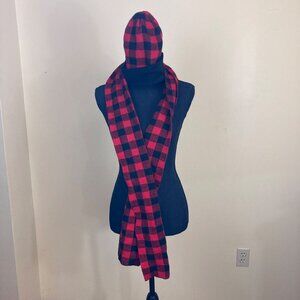 Buffalo Check Hat & Matching Scarf Set Black Red Thick Acrylic Unbranded Warm